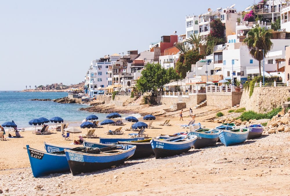 Taghazout Beach Boats